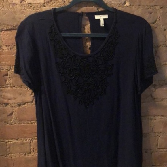 Navy blouse with black beading - Picture 2 of 6